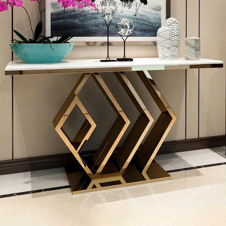 Modern 31.5" Tall Console Table Abstract Base 1-shelf Accent Table