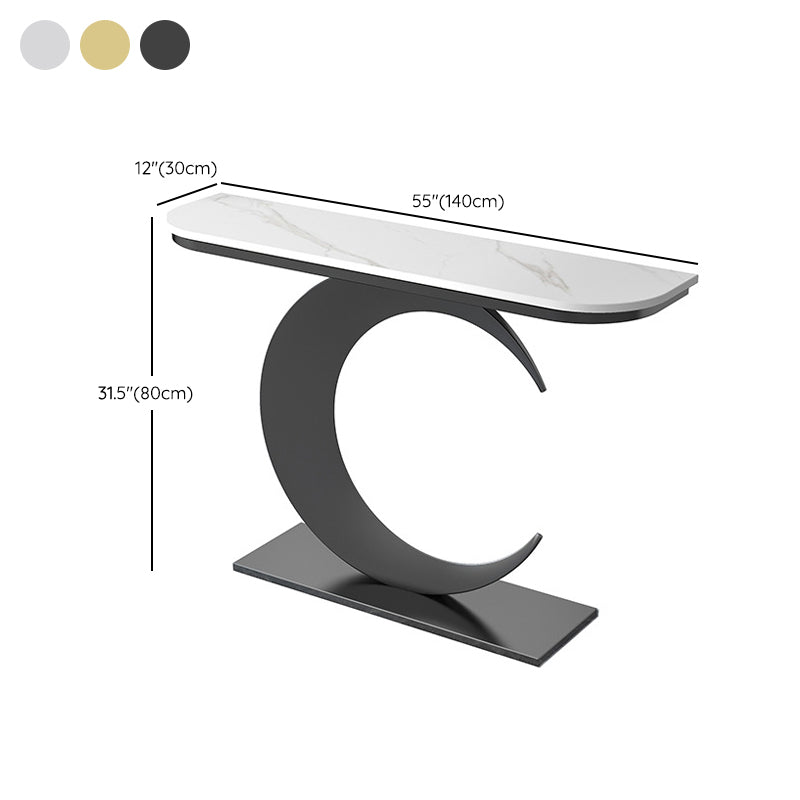 11.81" W Modern Console Table Stone Abstract Base Accent Table for Hall