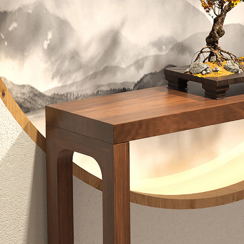 Solid Wood Rectangle Console Table Sled Base 33.46" Tall End Table
