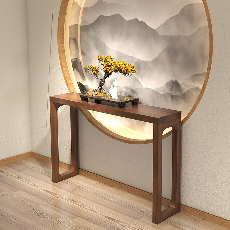 Solid Wood Rectangle Console Table Sled Base 33.46" Tall End Table
