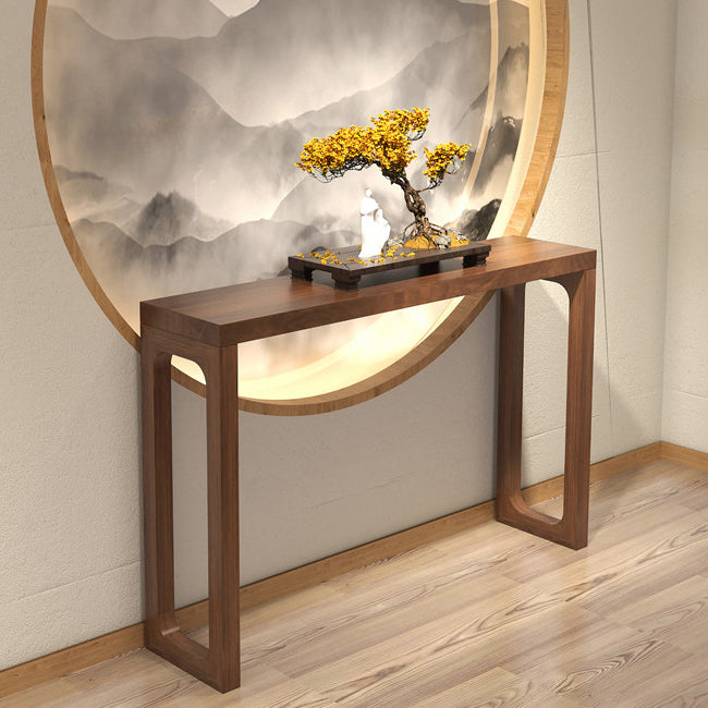 Solid Wood Rectangle Console Table Sled Base 33.46" Tall End Table