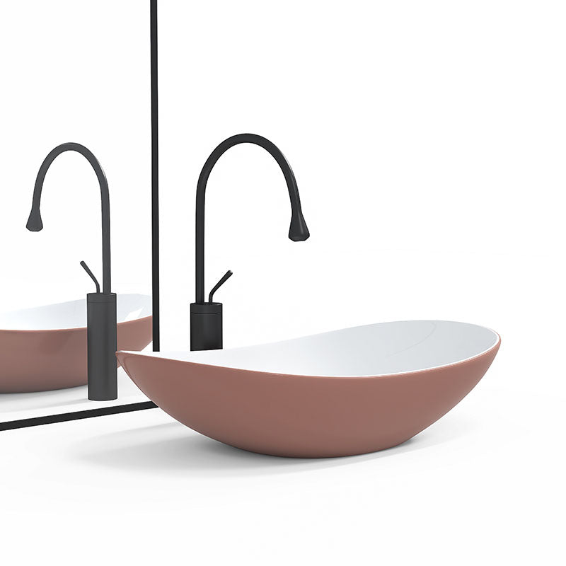 Modern Basin Sink Oval Porcelain with Pop-Up Drain Vessel Bathroom Sink