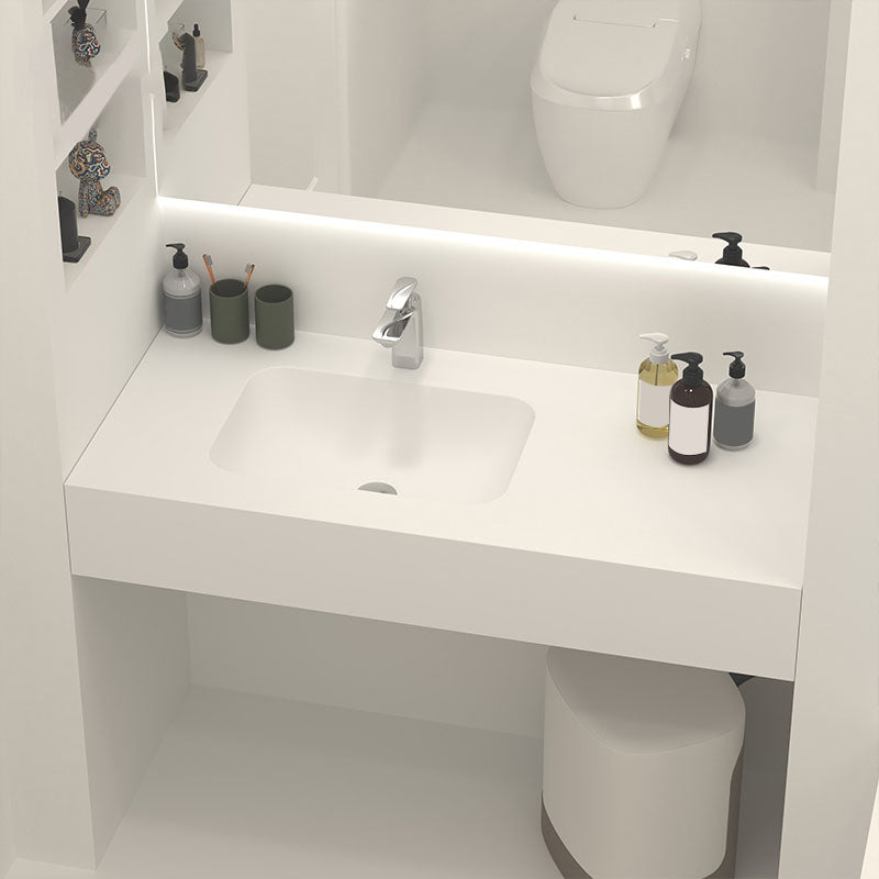 Modern Undermount Bathroom Sink Rectangular Pop-Up Drain Wash Stand without Faucet