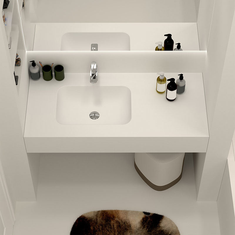 Modern Undermount Bathroom Sink Rectangular Pop-Up Drain Wash Stand without Faucet