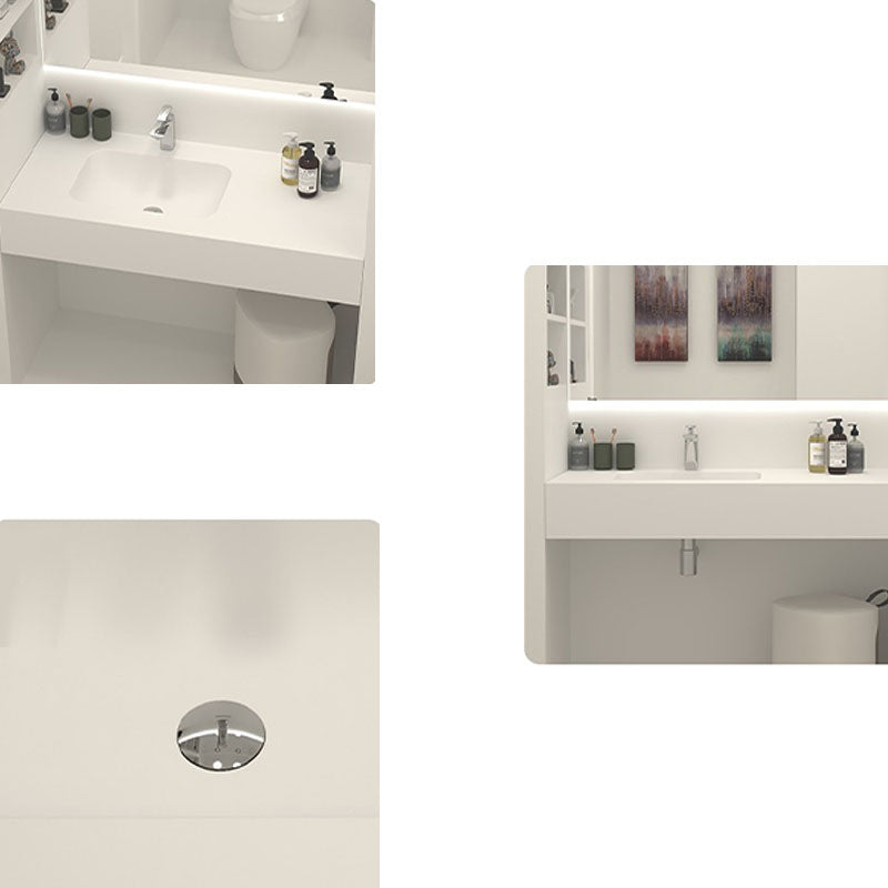 Modern Undermount Bathroom Sink Rectangular Pop-Up Drain Wash Stand without Faucet