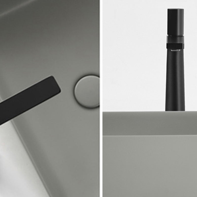 Contemporary Bathroom Sink Rectangular Porcelain Vessel Lavatory Sink with Pop-Up Drain