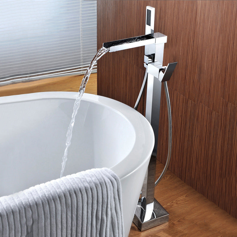 Floor Mounted Metal Freestanding Tub Filler Waterfall Freestanding Faucet with Hose
