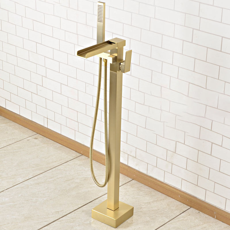 Floor Mounted Metal Freestanding Tub Filler Waterfall Freestanding Faucet with Hose