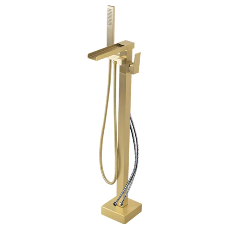 Floor Mounted Metal Freestanding Tub Filler Waterfall Freestanding Faucet with Hose