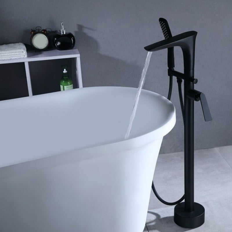 Floor Mounted Copper Bathtub Faucet Single Handle Freestanding Tub Filler Trim
