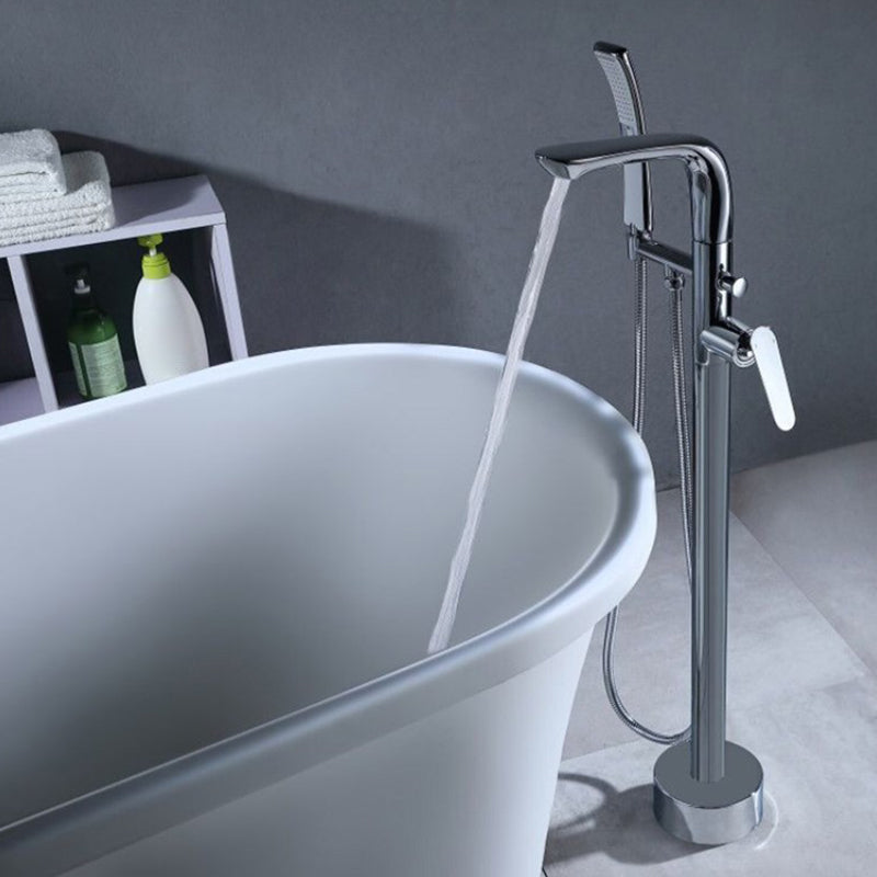 Floor Mounted Copper Bathtub Faucet Single Handle Freestanding Tub Filler Trim
