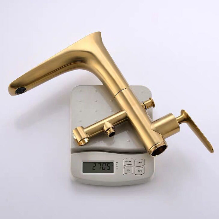 Floor Mounted Copper Bathtub Faucet Single Handle Freestanding Tub Filler Trim