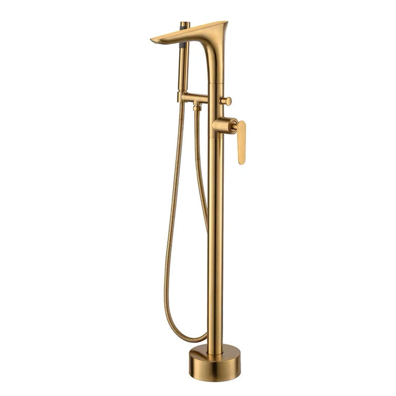 Floor Mounted Copper Bathtub Faucet Single Handle Freestanding Tub Filler Trim