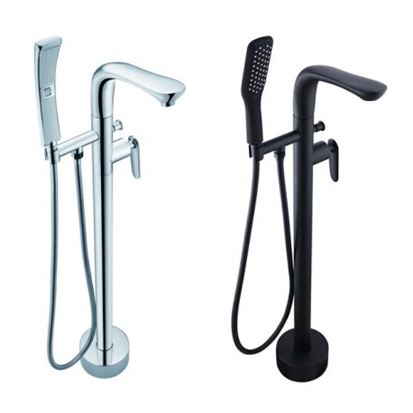 Floor Mounted Copper Bathtub Faucet Single Handle Freestanding Tub Filler Trim