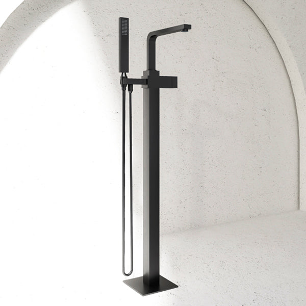 Floor Mounted Copper Freestanding Tub Filler High Arc Tub Filler Trim with Hand Shower