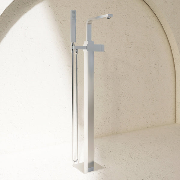 Floor Mounted Copper Freestanding Tub Filler High Arc Tub Filler Trim with Hand Shower
