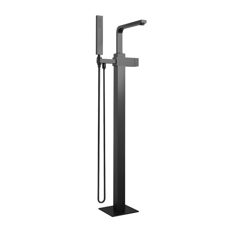Floor Mounted Copper Freestanding Tub Filler High Arc Tub Filler Trim with Hand Shower