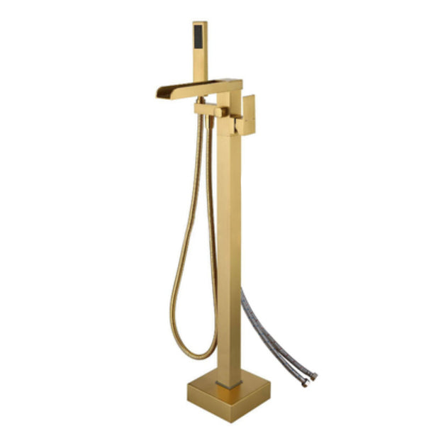 Floor Mounted Metal Freestanding Tub Filler Waterfall Freestanding Bathtub Faucet