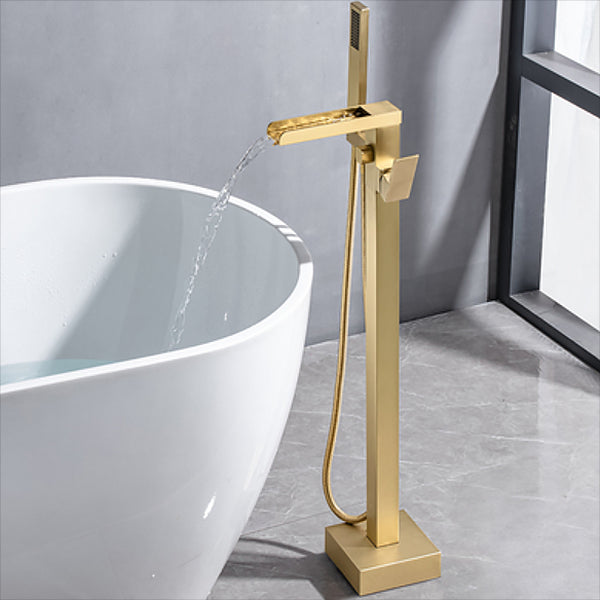 Floor Mounted Metal Freestanding Tub Filler Waterfall Freestanding Bathtub Faucet