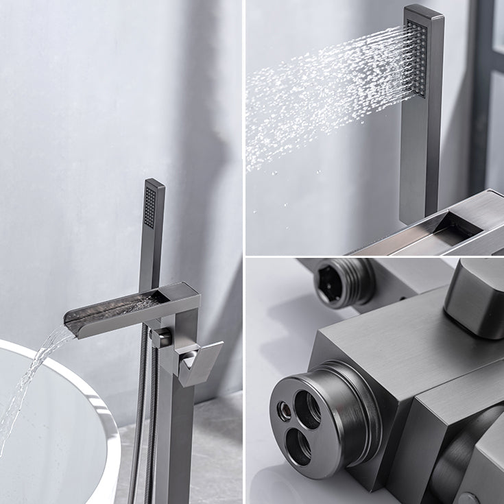 Floor Mounted Metal Freestanding Tub Filler Waterfall Freestanding Bathtub Faucet