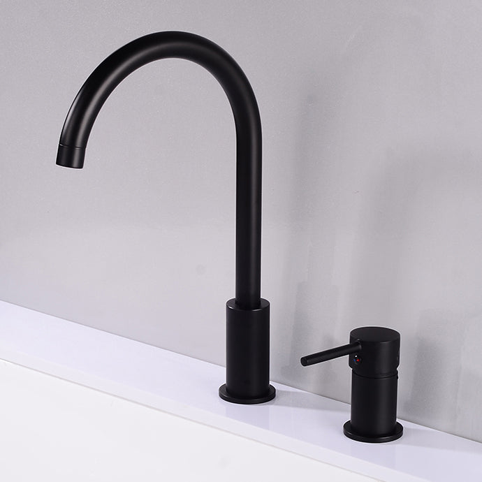 Modern Deck Mounted Metal Tub Filler Gooseneck Faucet in Black/Gold/Silver