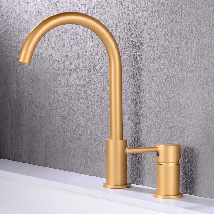 Modern Deck Mounted Metal Tub Filler Gooseneck Faucet in Black/Gold/Silver