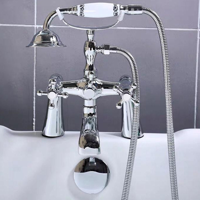 Traditional Floor Mounted Copper Freestanding Tub Filler Spray Gun Tub Filler Trim