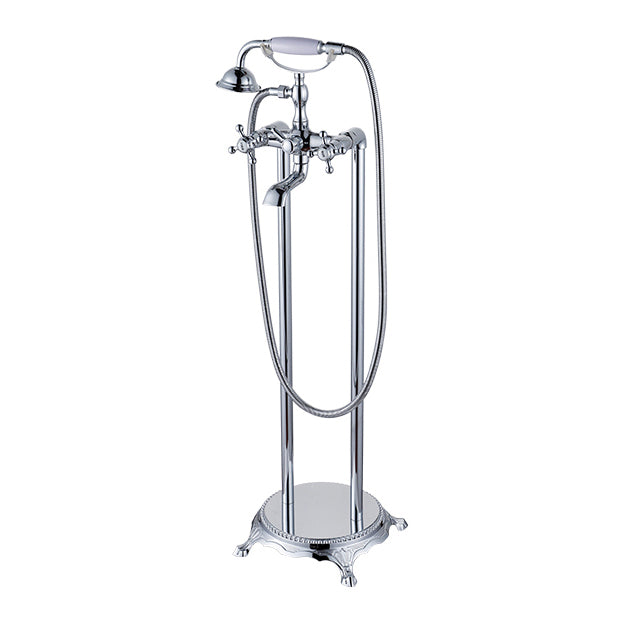 Traditional Floor Mounted Copper Freestanding Tub Filler Spray Gun Tub Filler Trim