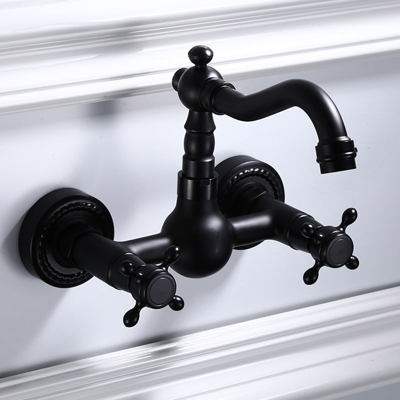 Traditional Wall Mounted Metal Tub Filler Low Arc Waterfall Bathroom Faucet