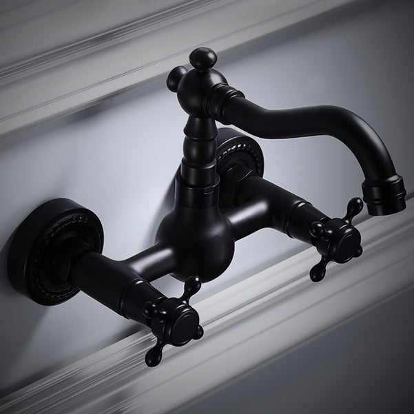 Traditional Wall Mounted Metal Tub Filler Low Arc Waterfall Bathroom Faucet