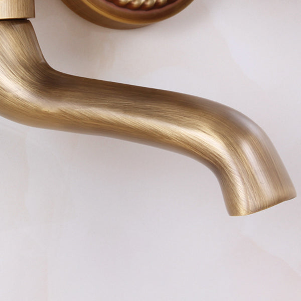 Traditional Wall Mounted Metal Tub Filler Double Handles Waterfall Tub Faucet Trim