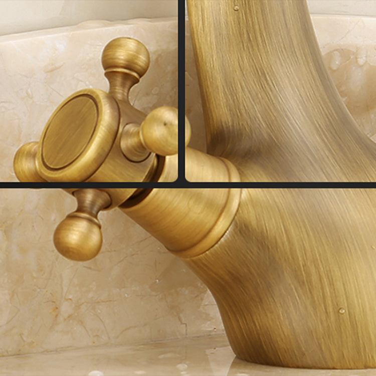Glam Vessel Faucet 1 Hole Bathroom Faucet with 2 Cross Handles