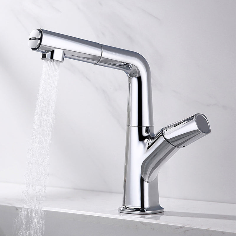 Centerset Lavatory Faucet Contemporary Pull-out Faucet with One Knob Handle