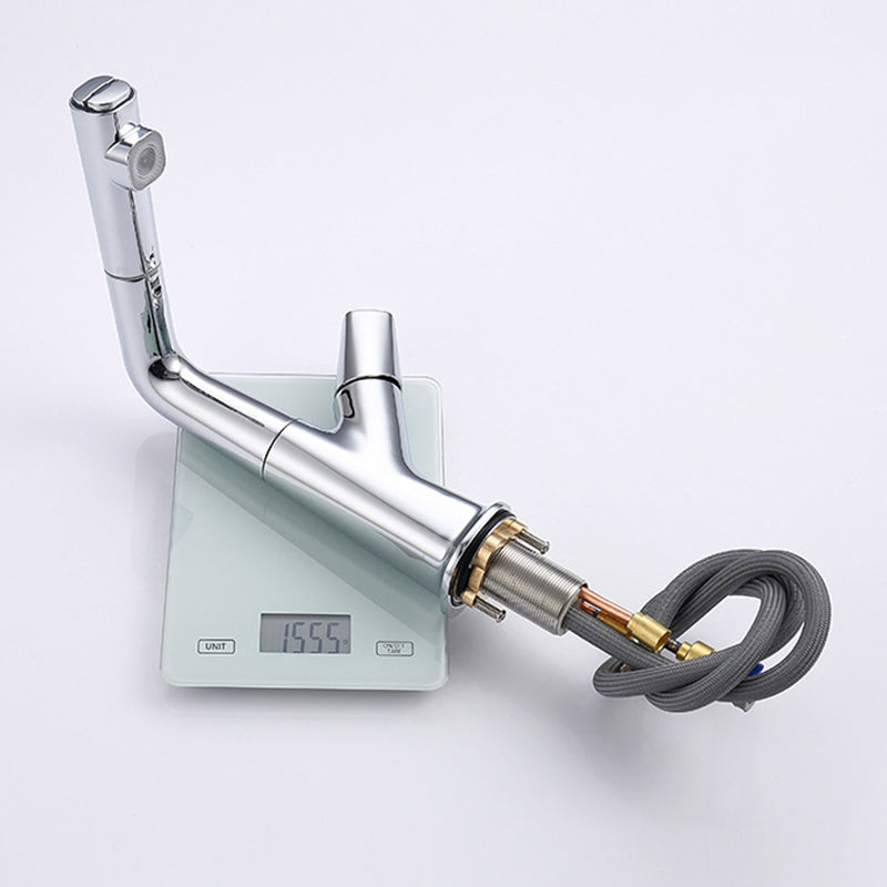 Centerset Lavatory Faucet Contemporary Pull-out Faucet with One Knob Handle