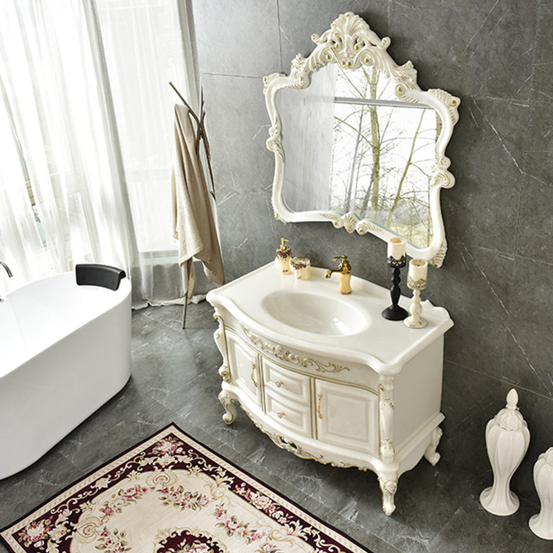 Luxury Bathroom Vanity Set Single Sink Drawers 2 Doors Bathroom Vanity with Mirror