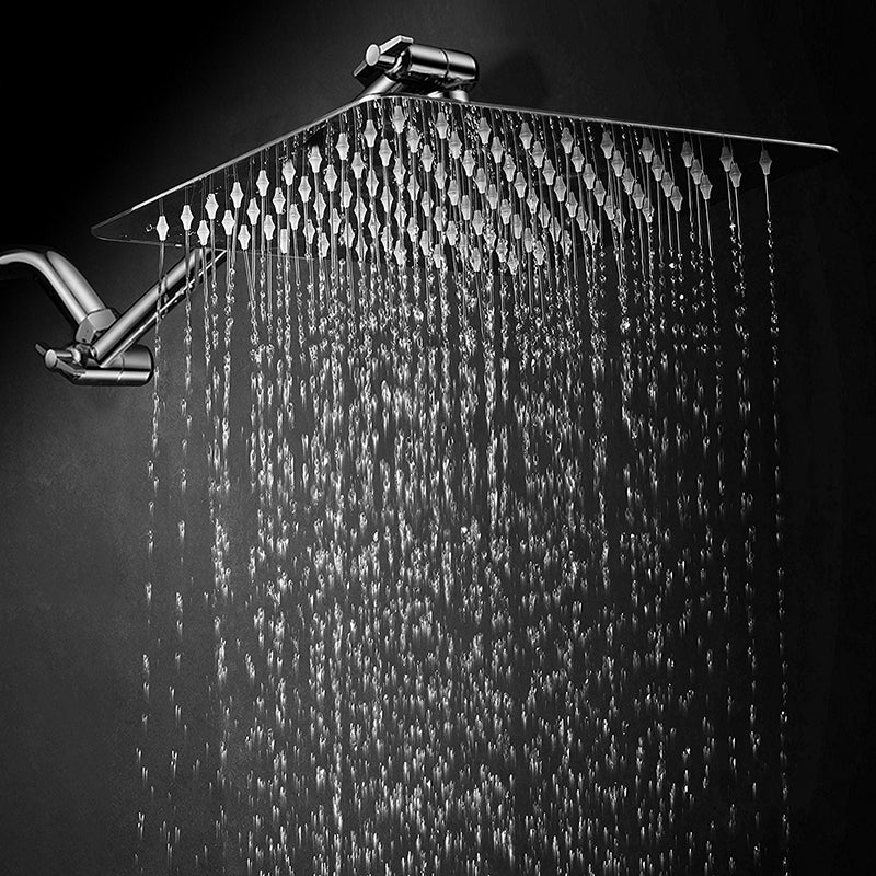 Contemporary Shower Combo Fixed Shower Head Stainless Steel Wall-Mount Square Shower Head