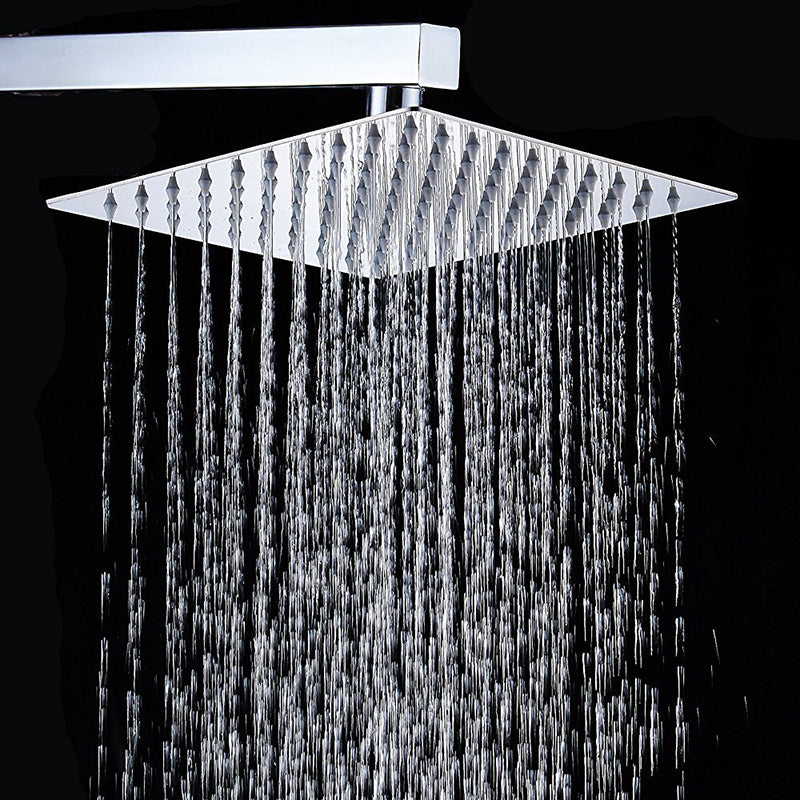 Contemporary Shower Combo Fixed Shower Head Stainless Steel Wall-Mount Square Shower Head