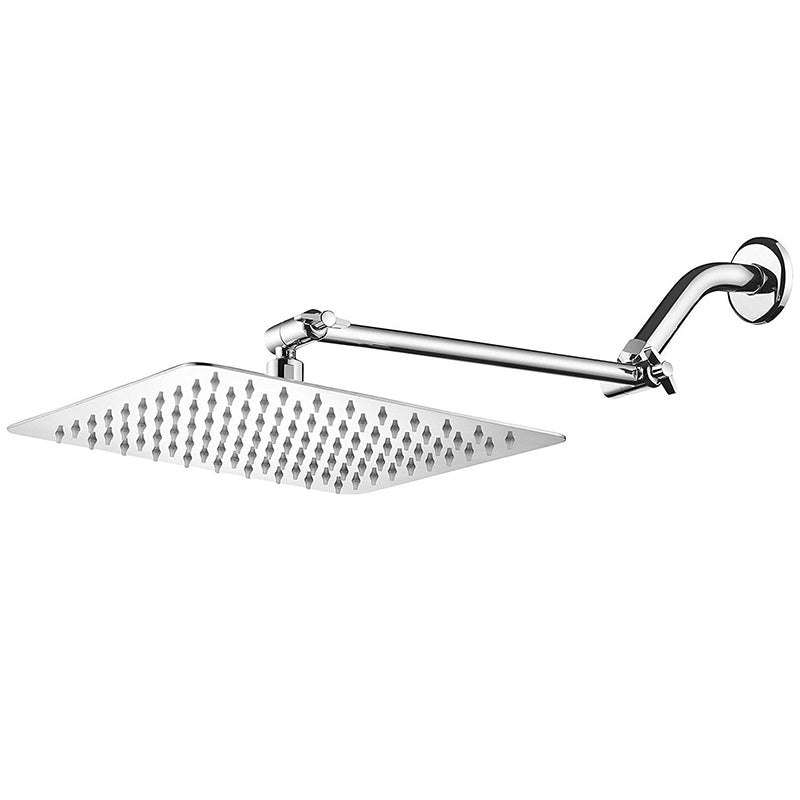 Contemporary Shower Combo Fixed Shower Head Stainless Steel Wall-Mount Square Shower Head