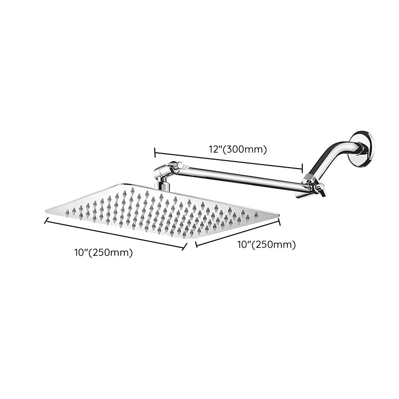 Contemporary Shower Combo Fixed Shower Head Stainless Steel Wall-Mount Square Shower Head
