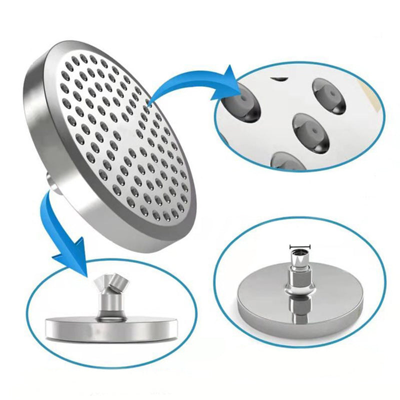 Contemporary Shower Combo Fixed Shower Head Stainless Steel Wall-Mount Round Shower Head