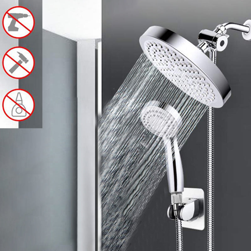 Contemporary Shower Combo Dual Shower Head Chrome Wall-Mount Round Shower Head