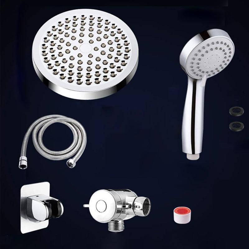 Contemporary Shower Combo Dual Shower Head Chrome Wall-Mount Round Shower Head