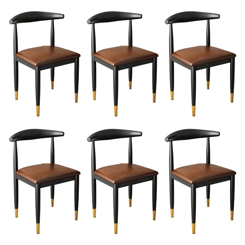 Kitchen Armless Dining Chair Dining Room Metal Legs Open Back Side Chair