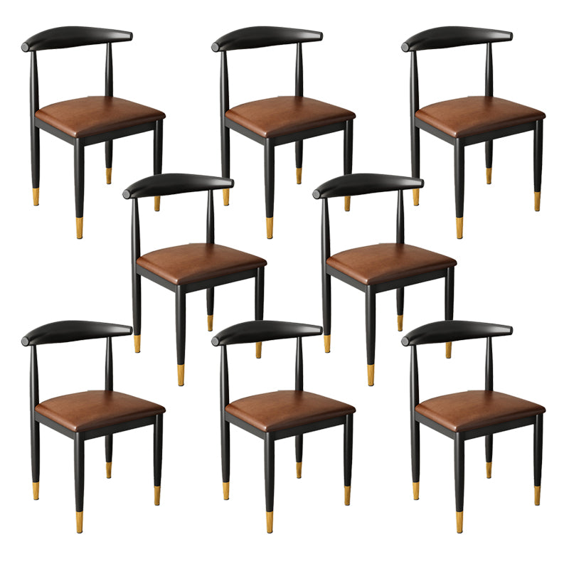 Kitchen Armless Dining Chair Dining Room Metal Legs Open Back Side Chair