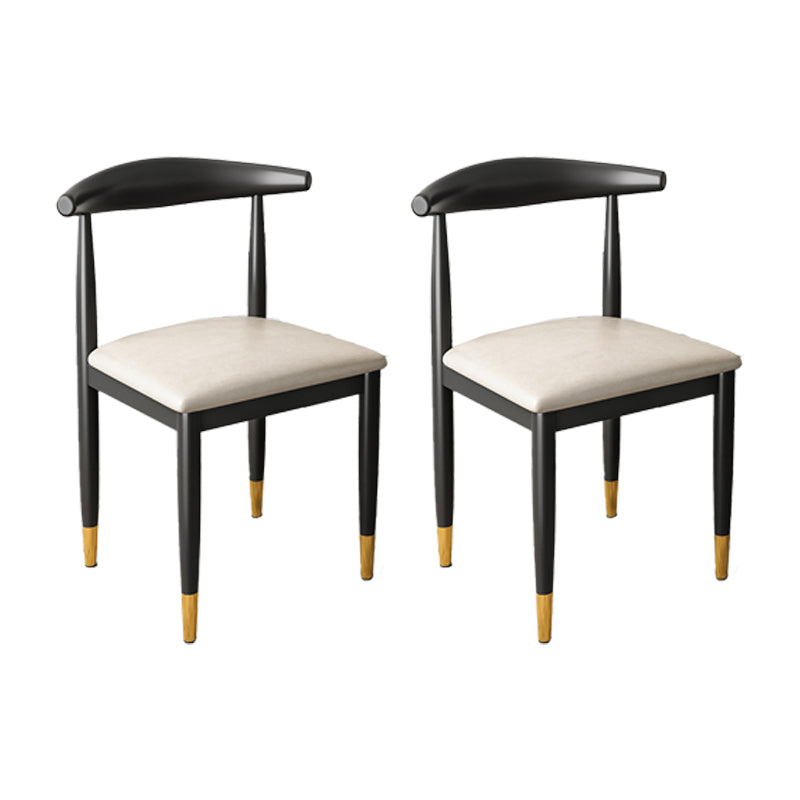 Kitchen Armless Dining Chair Dining Room Metal Legs Open Back Side Chair