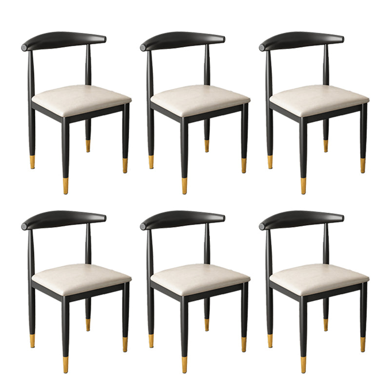 Kitchen Armless Dining Chair Dining Room Metal Legs Open Back Side Chair
