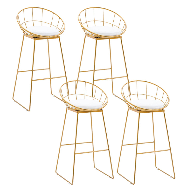 Glam Backrest Bar Stools Backrest Barstool with Gold Metal Legs