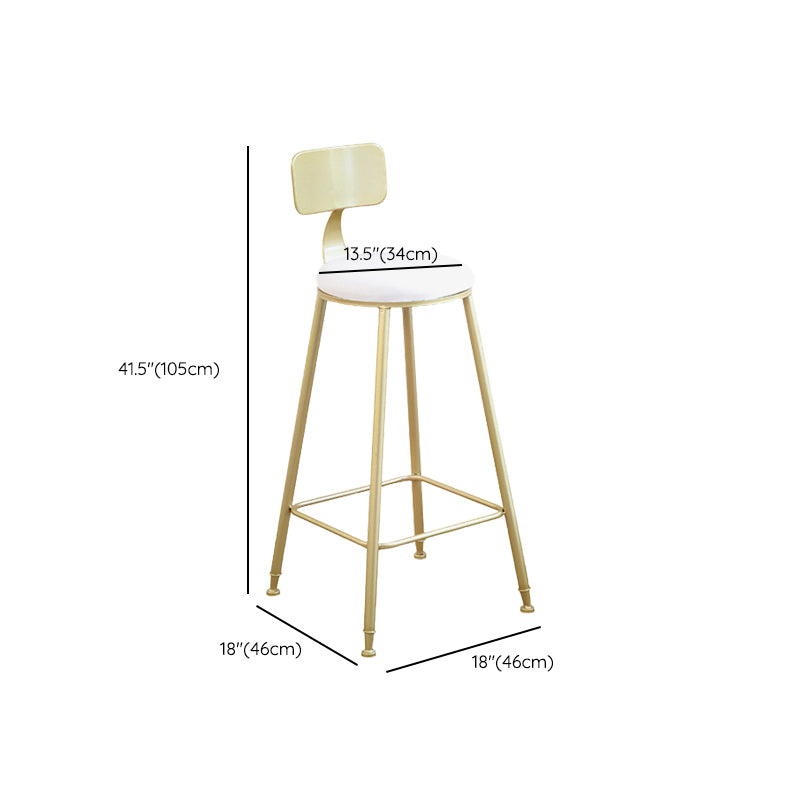 Glam Backrest Bar Stools Backrest Barstool with Gold Metal Legs