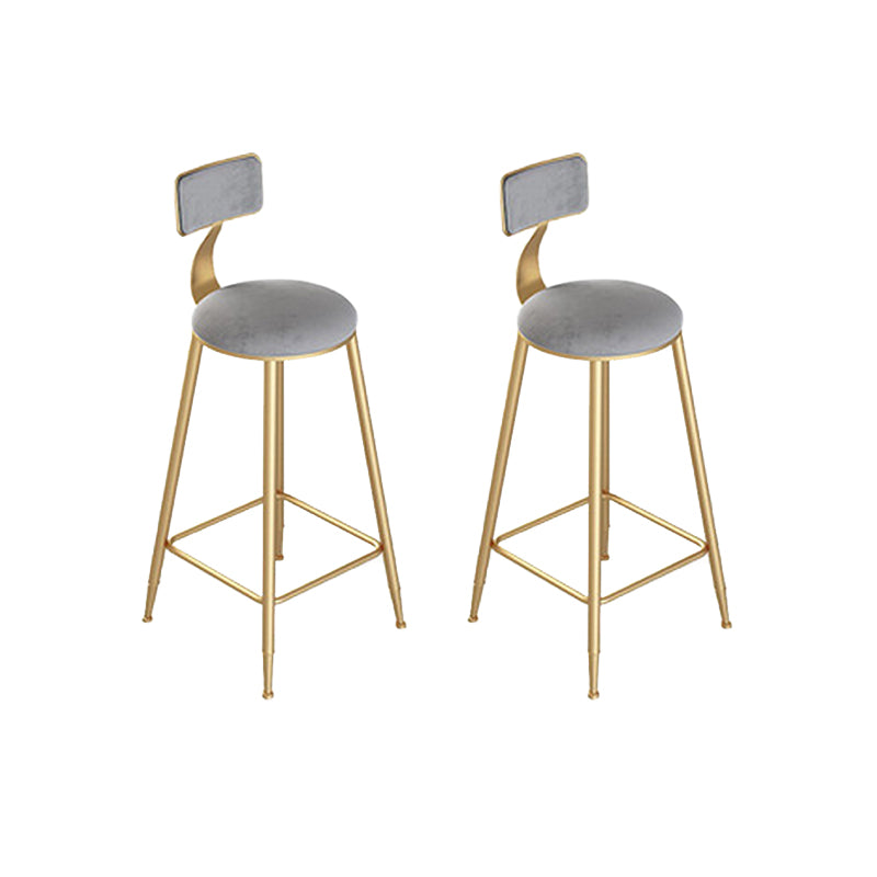 Contemporary Cushion Bar Stool Backrest Barstool with Gold Metal Legs