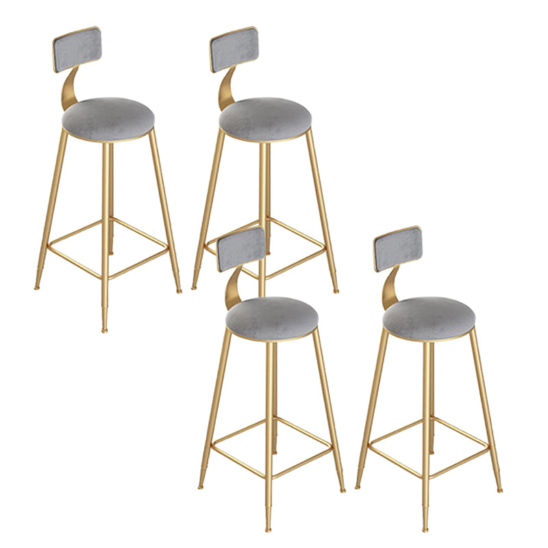 Contemporary Cushion Bar Stool Backrest Barstool with Gold Metal Legs
